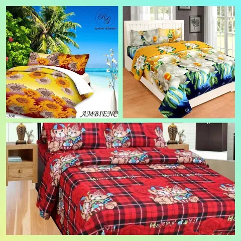 Polycotton Double Bedsheets Combo Of 3 Vol 8