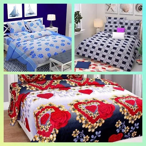 Polycotton Double Bedsheets Combo Of 3 Vol 9
