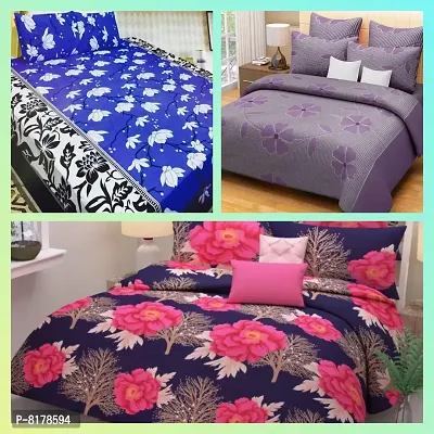 Stylsih Design Bedhseets 3 Combo With 6 Pillow Covers-thumb0