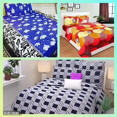 Stylsih Design Bedhseets 3 Combo With 6 Pillow Covers-thumb0