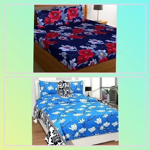 Polly Cotton Double Bedsheets Combo Of 2 Vol 2