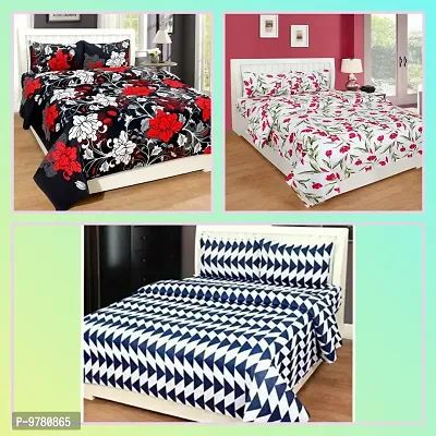 Trendy Double Bedsheet with 6 pillow covers and one gift inside the packet Pack of 3-thumb0