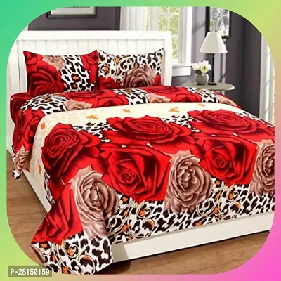 Comfortable Cotton Blend 3d Printed Queen Bedsheet with Two Pillow Covers-thumb0