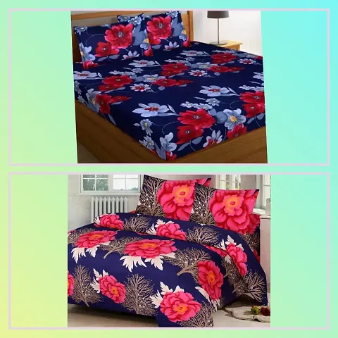Polycotton Queen Size Bedsheets Combo Of 2 Vol 18