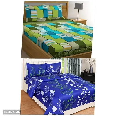 Fancy PolyCotton Printed Bedsheet With Pillow Covers Pack Of 2-thumb0