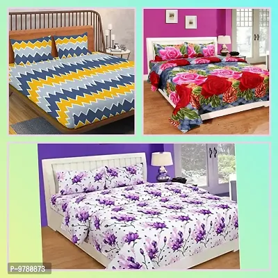 Trendy Double Bedsheet with 6 pillow covers and one gift inside the packet Pack of 3