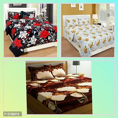 Trendy Double Bedsheet with 6 pillow covers and one gift inside the packet Pack of 3-thumb0