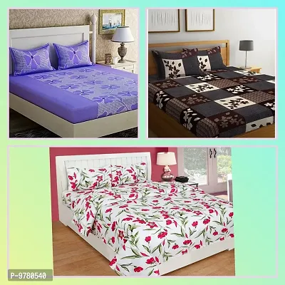 Trendy Double Bedsheet with 6 pillow covers and one gift inside the packet Pack of 3-thumb0