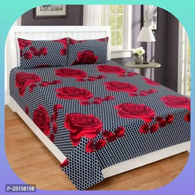 Comfortable Cotton Blend 3d Printed Queen Bedsheet with Two Pillow Covers