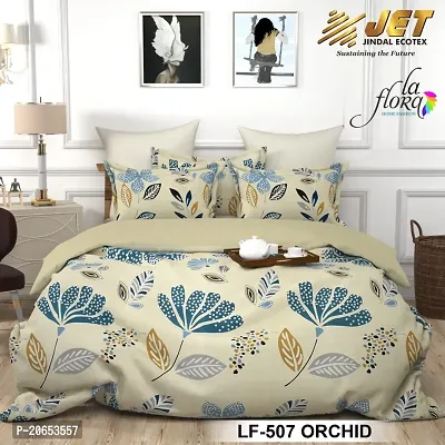 Fancy Cotton Fitted Printed Bedsheet with 2 Pillow Covers-thumb0