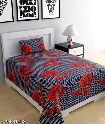 Attractive Microfiber 3d Printed Single Bedsheet With 1 Pillow Covers