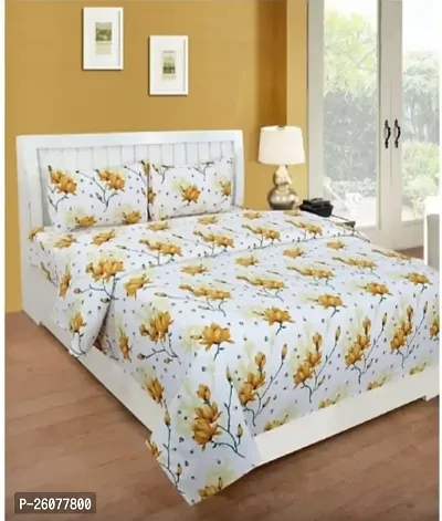 Classic Fleece Printed Bedsheet wit Pillow Cover-thumb0