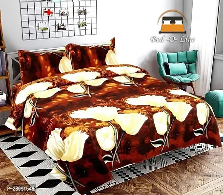 Fancy Glace Cotton Single Bedsheet With 1 Pillow Cover-thumb0