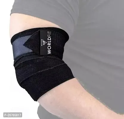 Elastic Elbow Support Wrap Unisex Black Protector For Weightlifting, Gym, Support, Deadlift-thumb0