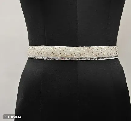 White Cloth Embroidery Saree Kamarband Belly Waist Hip Belt Stretchable For Wedding-thumb2
