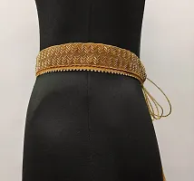 Golden Cloth Embroidery Saree Kamarband Belly Waist Hip Belt Stretchable For Wedding-thumb1