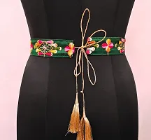 Mahendi Green Cloth Embroidered Saree Kamarband Belly Waist Hip Belt Stretchable For Wedding-thumb1