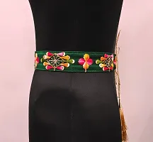 Mahendi Green Cloth Embroidered Saree Kamarband Belly Waist Hip Belt Stretchable For Wedding-thumb2