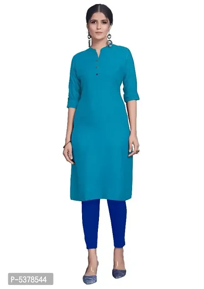 Reliable Beautiful Blue Cotton Solid Kurta For Women