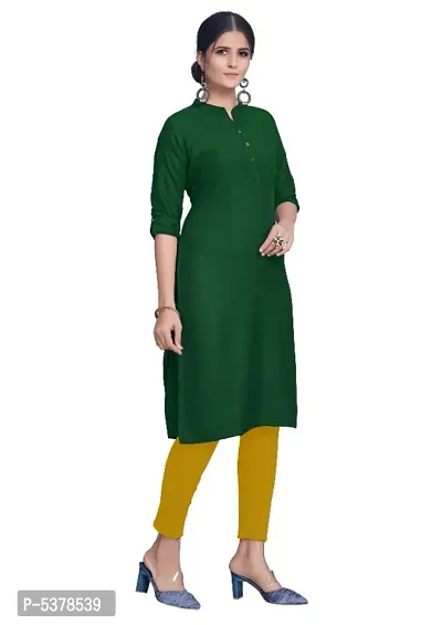 Reliable Beautiful Green Cotton Solid Kurta For Women-thumb4