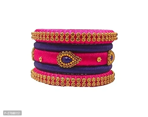 Elegant Multicoloured Silk Thread Bangles For Women