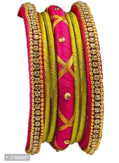 Elegant Multicoloured Silk Thread Bangles For Women-thumb0