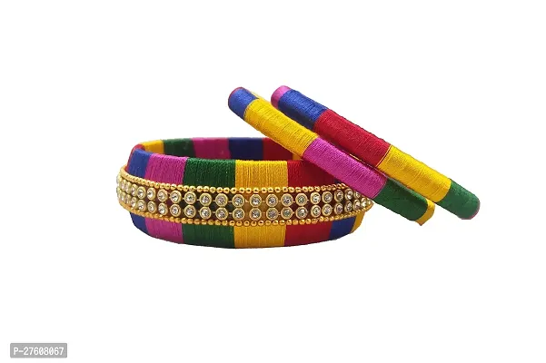 Elegant Multicoloured Silk Thread Bangles For Women