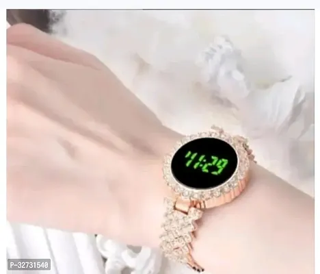 Digital Diamond Touch Watch Stylish Latest Design Round Chain Watch-thumb0