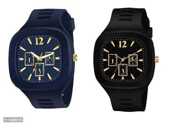 Stylish Multicoloured Rubber Analog Watches For Men-thumb0