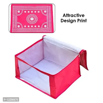 Ethiana Saree Cover Bag 3 Layered Foldable Saree Covers / Clothes Storage Bag / Wardrobe Organizer With Transparent Window And Zip For Lehenga, Suit, Dress, Accessories Clothes Organiser Pack of 2-thumb2