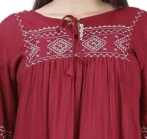 Womenrsquo;s Stylish Fashionable Rayon Embroidery top Size Casual || Party || Beach || Formal || Meeting || Office wear || Party || Evening || College (Maroon S)-thumb1