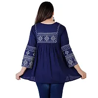 Shiva Fab Short Kurti for Women | Embroidered Straight Rayon Kurta | Round Neck Full Sleeves Short Kurti for Women's Top Combo Pack of 2-thumb1