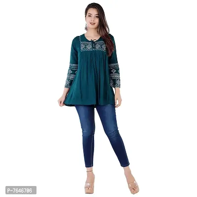 Women's Stylish Black Casual Regular Fit for Girls and Women's 3/4th Sleeve (Medium, NVY Blue) (Medium, Petrol Blue)