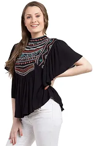 Shoppy Assist Women's Casual Trendy Embroidered Fusion Top- Combo Pack(2) with Loose fit Kaftan Tops (38, Navy Blue- Black)-thumb2