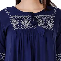 Womenrsquo;s Stylish Fashionable Rayon Embroidery top Size Casual || Party || Beach || Formal || Meeting || Office wear || Party || Evening || College (Blue XL)-thumb1