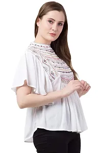 Shoppy Assist Women's Casual Trendy Embroidered Fusion Top- Combo Pack(2) with Loose fit Kaftan Tops (38, MUSTURD-White)-thumb2