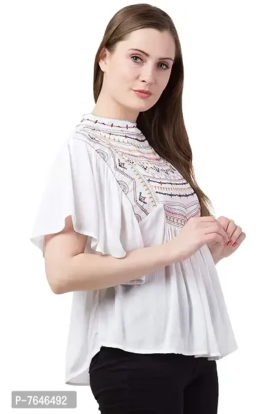 Shoppy Assist Women's Casual Trendy Embroidered Fusion Top- Combo Pack(2) with Loose fit Kaftan Tops (38, MUSTURD-White)-thumb3
