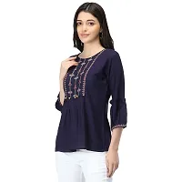 Shoppy Assist Women's Casual Trendy Embroidered Fusion Top- Combo Pack(2) with Loose fit Kaftan Tops (42, Navy Blue-RED)-thumb3