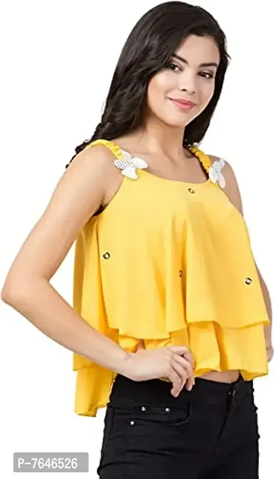 Casual No Sleeve Solid Women and Girls Yellow Top S Vol 5 Vol1-thumb4