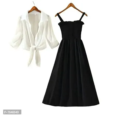 AR Urbaneez Women Special Look Fancy Elegant Casual and Function wear Elegant Dress with White Shrug-thumb0