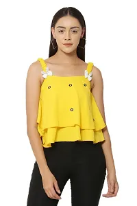 Shoppy Assist Women's Casual Flared Solid Sleeveless Top-Crop Fit-thumb1