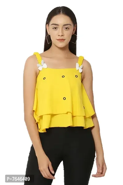 Shoppy Assist Women's Casual Flared Solid Sleeveless Top-Crop Fit-thumb2