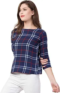 Rio et Reine Fashion Women's Regular Fit Printed Crepe Round Neck 3/4 Sleeves Casual Tops-thumb1