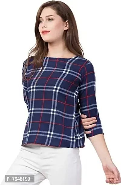 Rio et Reine Fashion Women's Regular Fit Printed Crepe Round Neck 3/4 Sleeves Casual Tops-thumb2