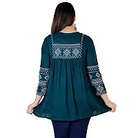 Women Embroidered/Printed Top with Half Sleeves for Office Wear, Casual Wear, Under 499 Top for Women/Girls Top Combo Pack of 2 (BluePetrol-EMB-Small)-thumb4