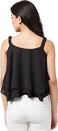 Casual Sleeveless Solid Women Black Top-thumb2