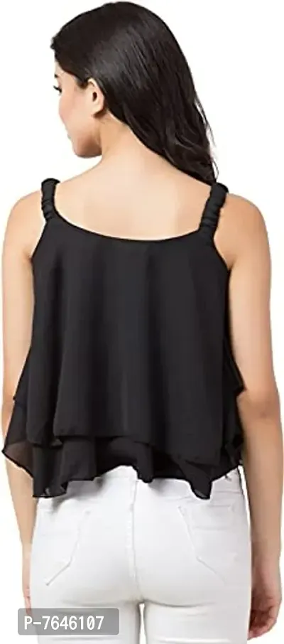 Casual Sleeveless Solid Women Black Top-thumb3