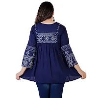 Womenrsquo;s Stylish Fashionable Rayon Embroidery top Size Casual || Party || Beach || Formal || Meeting || Office wear || Party || Evening || College (Blue, L)-thumb4