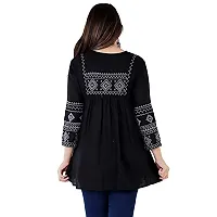 Shiva Fab Short Kurti for Women | Embroidered Straight Rayon Kurta | Round Neck Full Sleeves Short Kurti for Women's Top Combo Pack of 2-thumb4