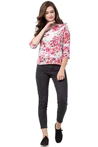 Casual 3/4 Sleeve Printed Women White, Pink Top (X-Large)-thumb2
